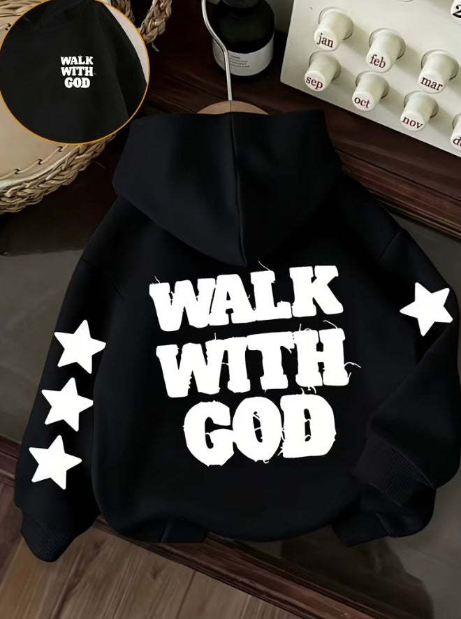 “walk with God” printed hoodie
