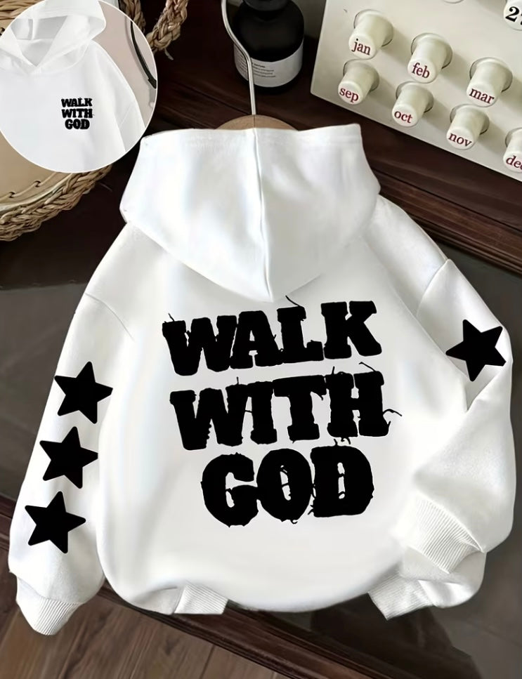 “walk with God” printed hoodie
